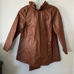 Cognac Leather Faye Blouse